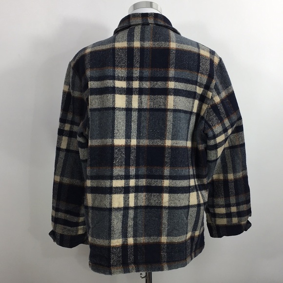 Vintage Outerwear From Sears Blue Plaid Heavy Coat - Picture 3 of 13